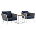 Stance 3 Piece Outdoor Patio Aluminum Sectional Sofa Set White Navy