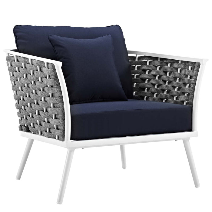 Stance 3 Piece Outdoor Patio Aluminum Sectional Sofa Set White Navy