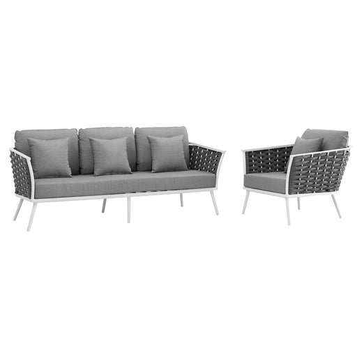 Stance 2 Piece Outdoor Patio Aluminum Sectional Sofa Set by Modway - angle view
