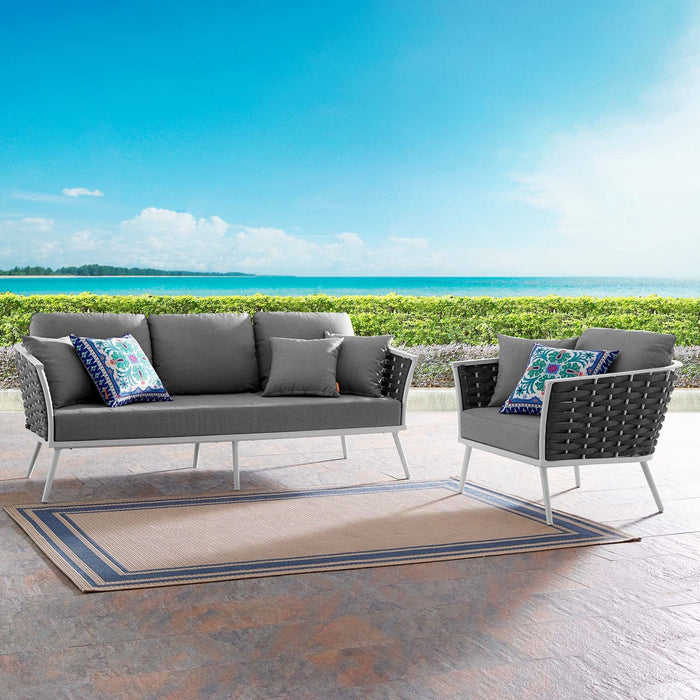 Stance 2 Piece Outdoor Patio Aluminum Sectional Sofa Set by Modway - front view
