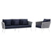 Stance 2 Piece Outdoor Patio Aluminum Sectional Sofa Set by Modway - top view