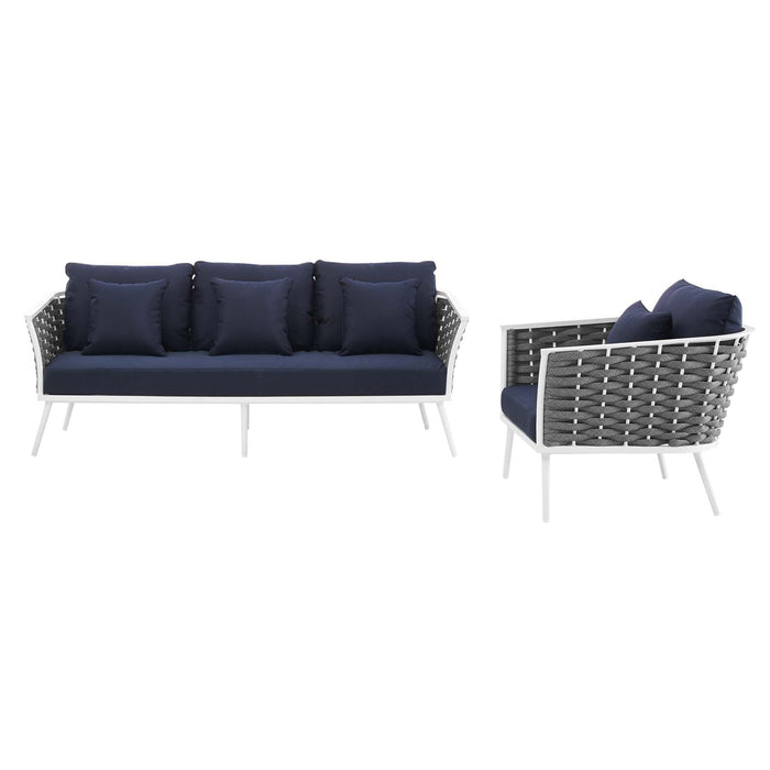 Stance 2 Piece Outdoor Patio Aluminum Sectional Sofa Set by Modway - interior view