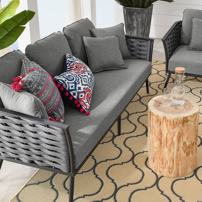 Stance 3 Piece Outdoor Patio Aluminum Sectional Sofa Set by Modway - view 29