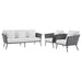 Stance 3 Piece Outdoor Patio Aluminum Sectional Sofa Set by Modway - angle view