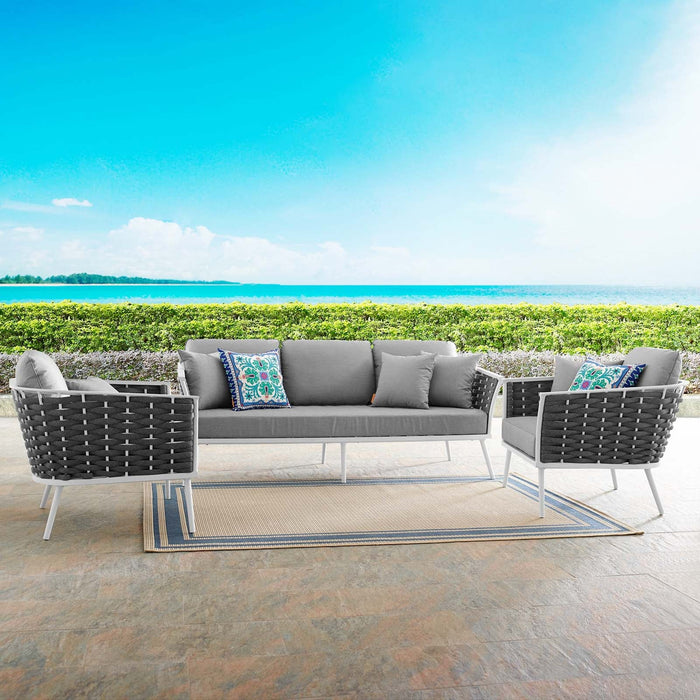 Stance 3 Piece Outdoor Patio Aluminum Sectional Sofa Set by Modway - interior view