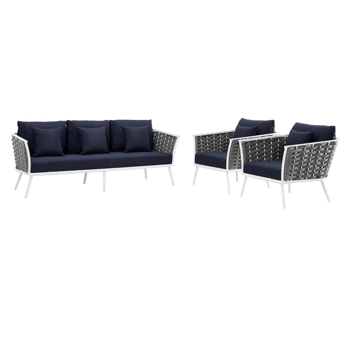 Stance 3 Piece Outdoor Patio Aluminum Sectional Sofa Set by Modway - view 20
