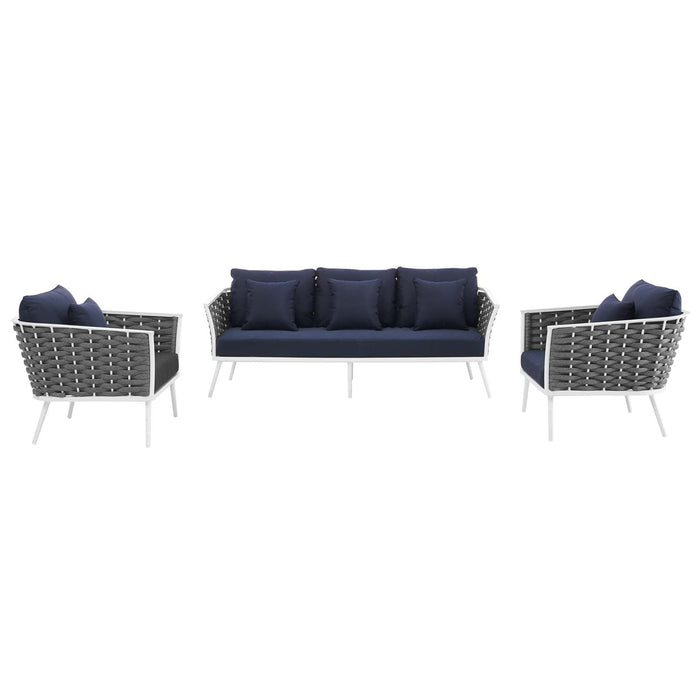 Stance 3 Piece Outdoor Patio Aluminum Sectional Sofa Set by Modway - view 26