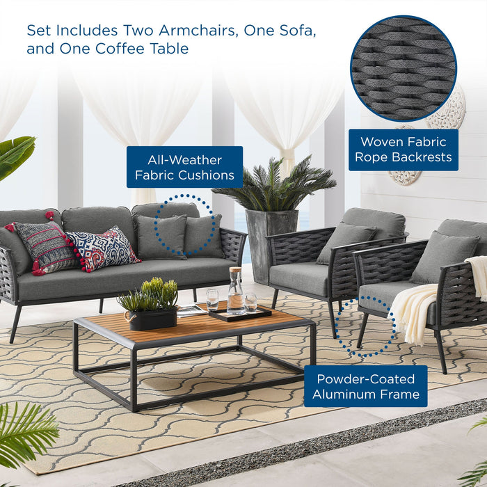 Stance 4 Piece Outdoor Patio Aluminum Sectional Sofa Set outdoor patio furniture set lifestyle shot