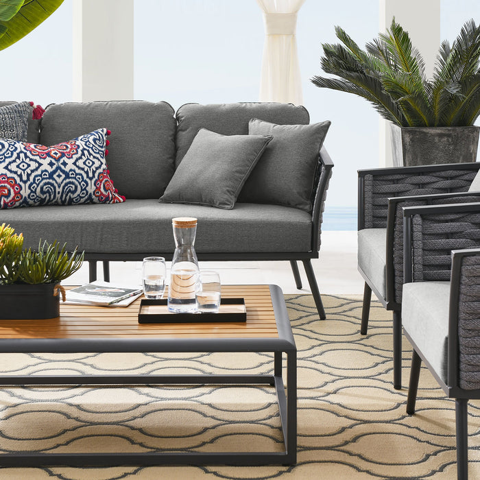 Stance 4 Piece Outdoor Patio Aluminum Sectional Sofa Set outdoor patio furniture set detail close-up