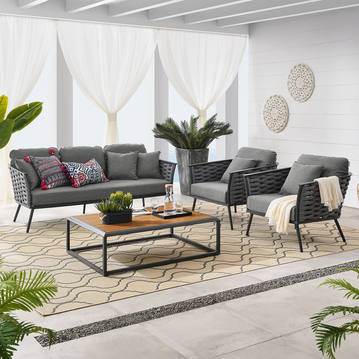 Stance 4 Piece Outdoor Patio Aluminum Sectional Sofa Set outdoor patio furniture set side view
