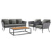 Stance 4 Piece Outdoor Patio Aluminum Sectional Sofa Set outdoor patio furniture set dimensions and measurements