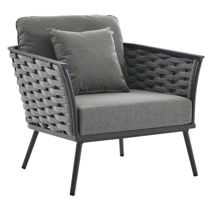 Stance 4 Piece Outdoor Patio Aluminum Sectional Sofa Set outdoor patio furniture set back view