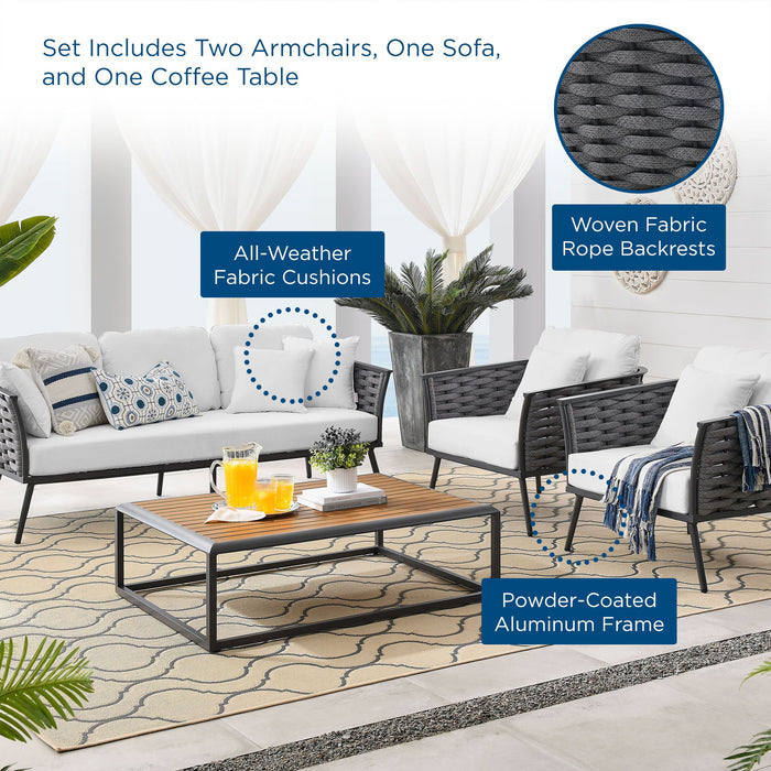 Stance 4 Piece Outdoor Patio Aluminum Sectional Sofa Set by Modway - detail close-up