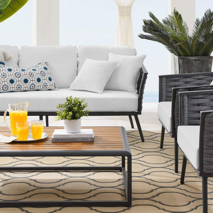 Stance 4 Piece Outdoor Patio Aluminum Sectional Sofa Set by Modway - side view