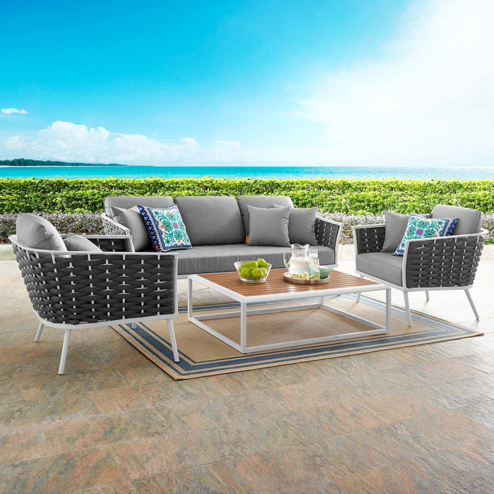 Stance 4 Piece Outdoor Patio Aluminum Sectional Sofa Set by Modway - installation view