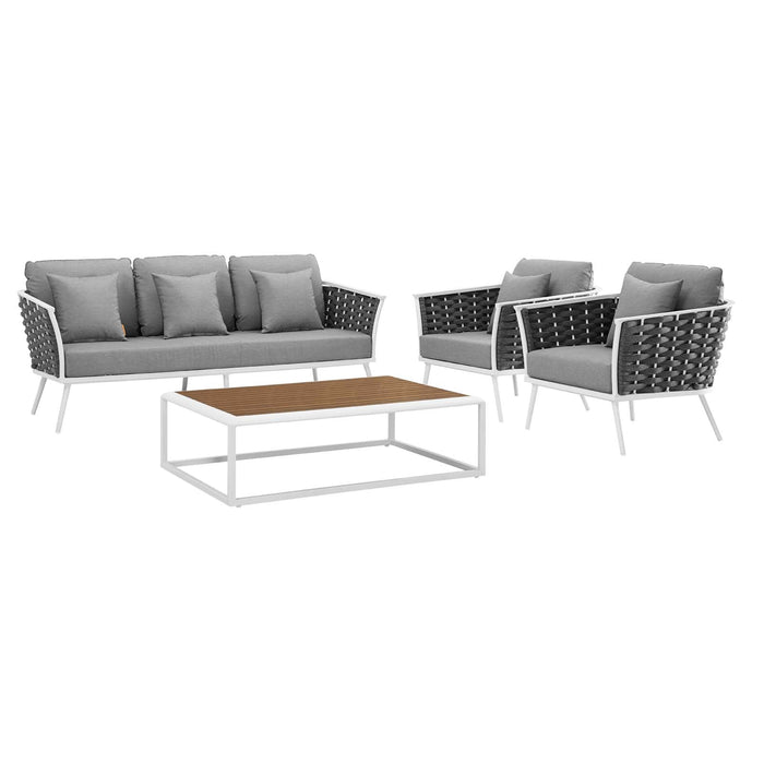 Stance 4 Piece Outdoor Patio Aluminum Sectional Sofa Set by Modway - product label