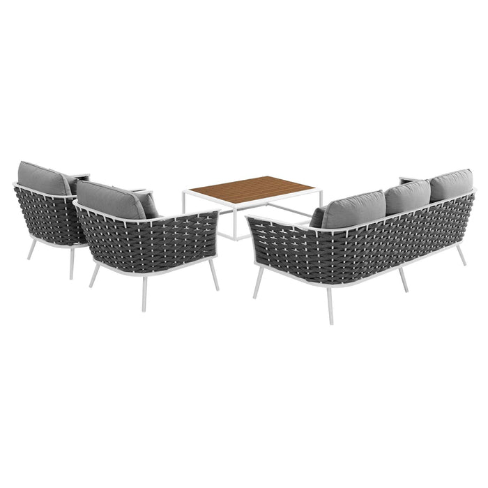 Stance 4 Piece Outdoor Patio Aluminum Sectional Sofa Set by Modway - view 21