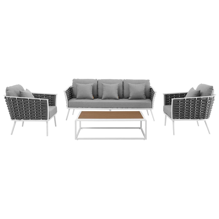 Stance 4 Piece Outdoor Patio Aluminum Sectional Sofa Set by Modway - view 22
