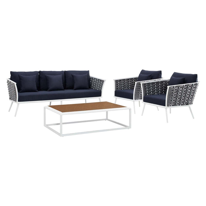 Stance 4 Piece Outdoor Patio Aluminum Sectional Sofa Set by Modway - view 25