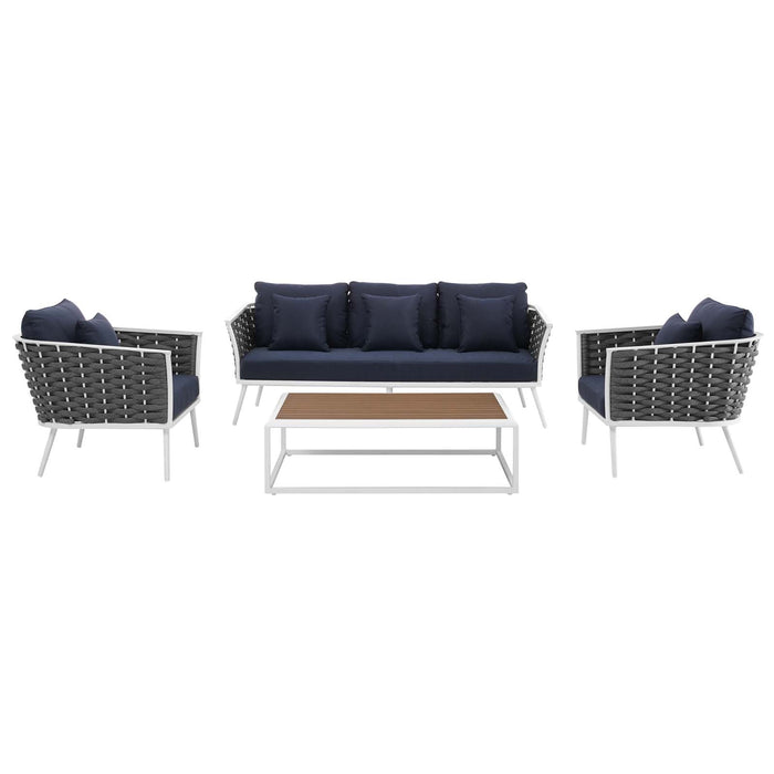 Stance 4 Piece Outdoor Patio Aluminum Sectional Sofa Set outdoor patio furniture set