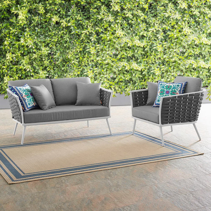 Stance 2 Piece Outdoor Aluminum Sectional Sofa Set White Gray