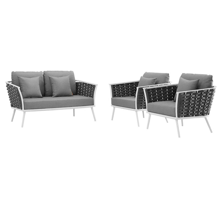 Stance 3 Piece Outdoor Aluminum Sectional Sofa Set by Modway - angle view