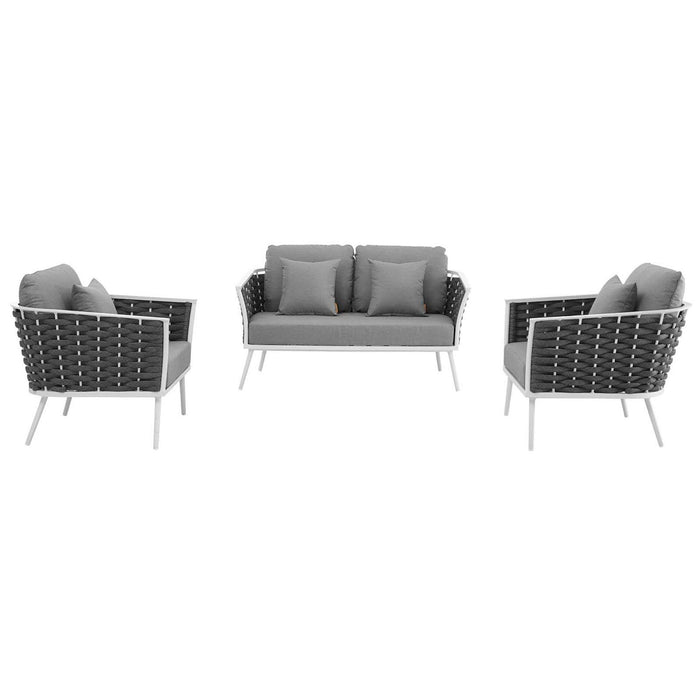 Stance 3 Piece Outdoor Aluminum Sectional Sofa Set by Modway - top view
