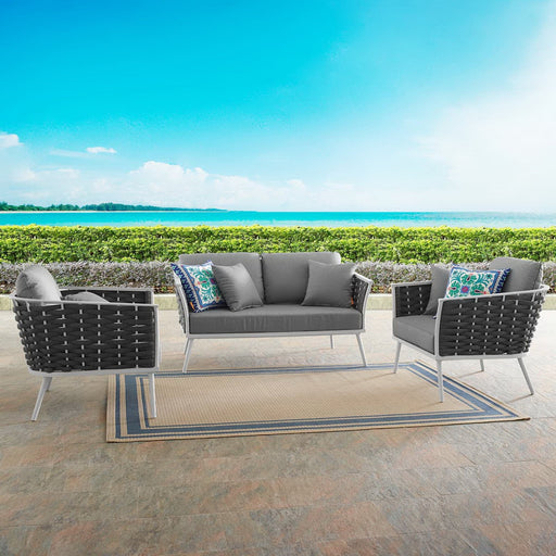 Stance 3 Piece Outdoor Aluminum Sectional Sofa Set by Modway - front view