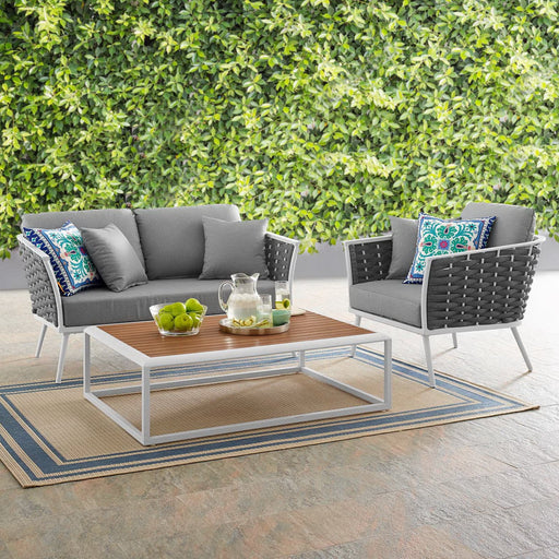 Stance 3 Piece Outdoor Aluminum Sectional Sofa Set by Modway - front view
