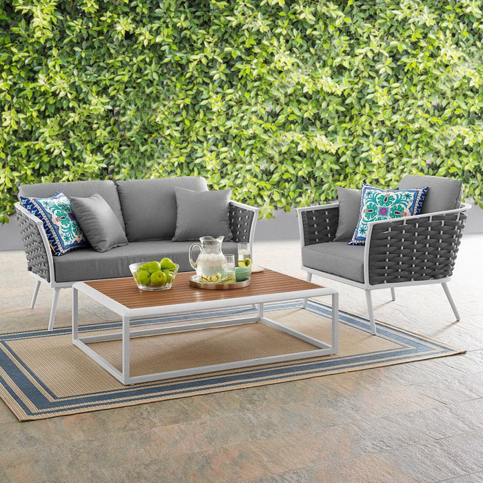 Stance 3 Piece Outdoor Aluminum Sectional Sofa Set by Modway - front view