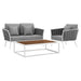 Stance 3 Piece Outdoor Aluminum Sectional Sofa Set by Modway - angle view