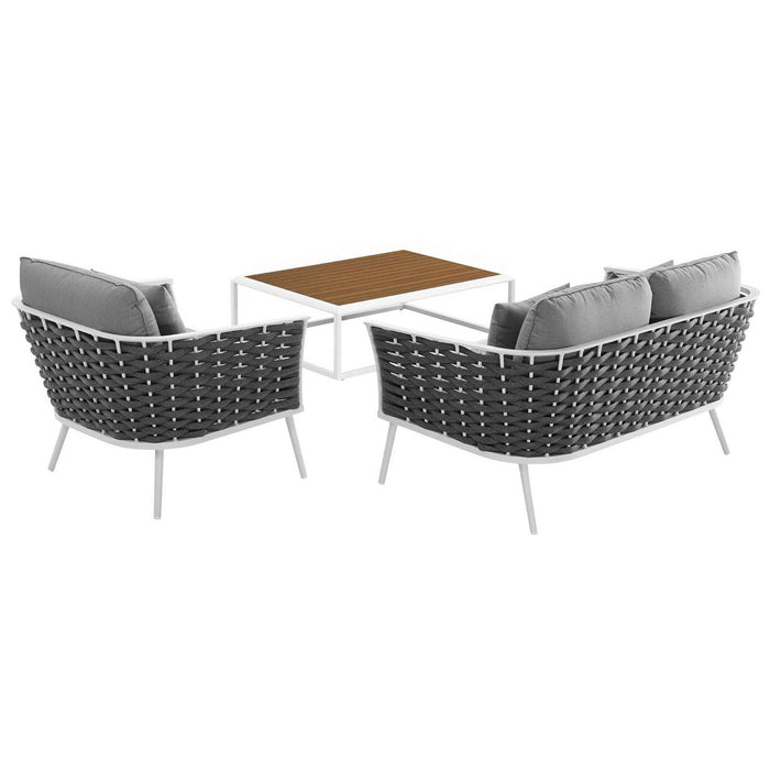 Stance 3 Piece Outdoor Aluminum Sectional Sofa Set by Modway - interior view