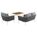 Stance 3 Piece Outdoor Aluminum Sectional Sofa Set by Modway - interior view