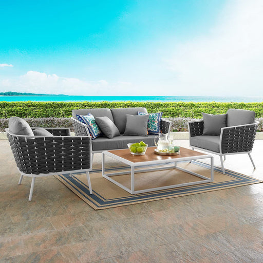 Stance 4 Piece Outdoor Aluminum Sectional Sofa Set by Modway - front view
