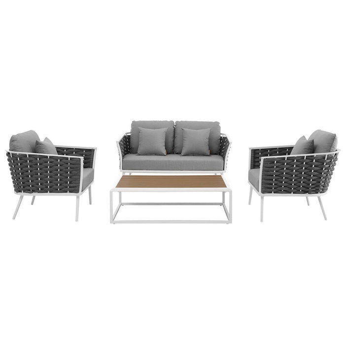 Stance 4 Piece Outdoor Aluminum Sectional Sofa Set by Modway - top view