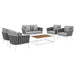 Stance 6 Piece Outdoor Aluminum Sectional Sofa Set by Modway - angle view