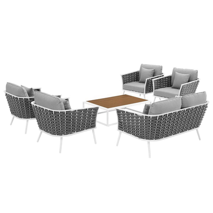 Stance 6 Piece Outdoor Aluminum Sectional Sofa Set by Modway - feature highlight