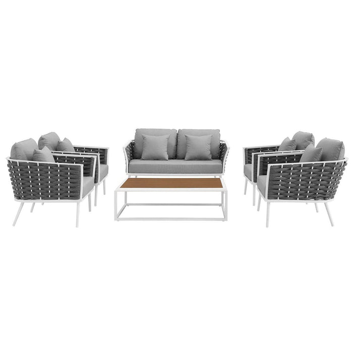 Stance 6 Piece Outdoor Aluminum Sectional Sofa Set by Modway - top view