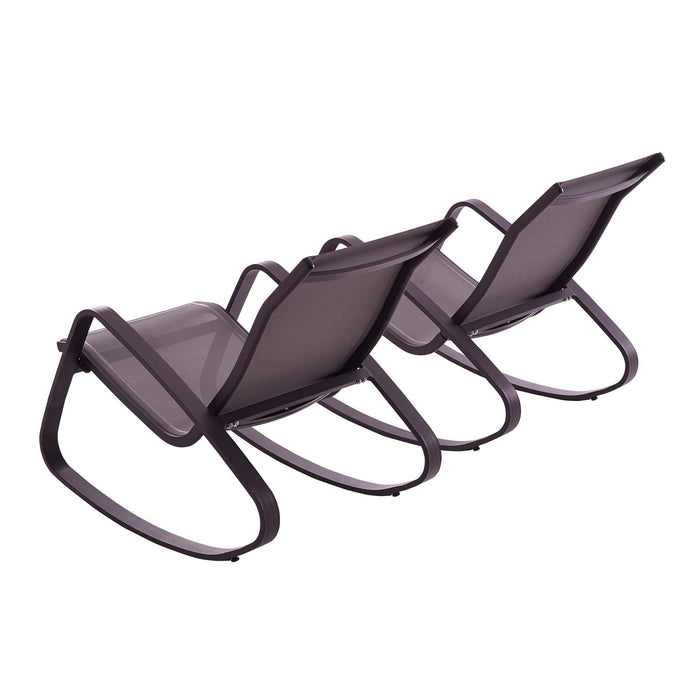 Modway Traveler Rocking Lounge Chair Outdoor Patio Mesh Sling Set of 2 Living Room Furniture - Close-Up