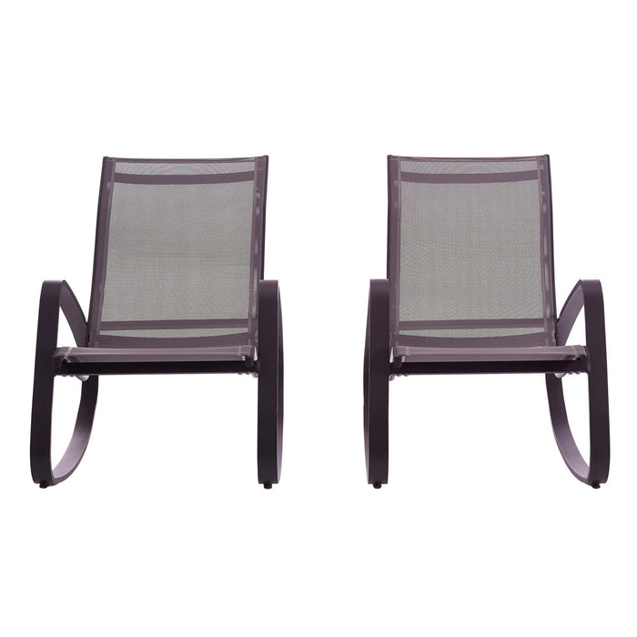Modway Traveler Rocking Lounge Chair Outdoor Patio Mesh Sling Set of 2 Living Room Furniture - Lifestyle View