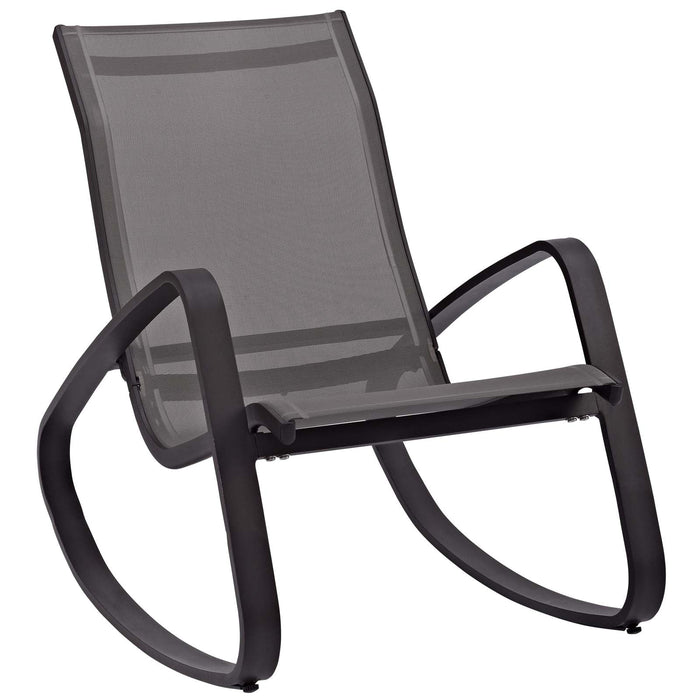 Modway Traveler Rocking Lounge Chair Outdoor Patio Mesh Sling Set of 2 Living Room Furniture in Black - Side View