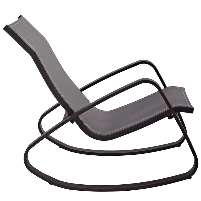 Modway Traveler Rocking Lounge Chair Outdoor Patio Mesh Sling Set of 2 Living Room Furniture in Black - Detail View