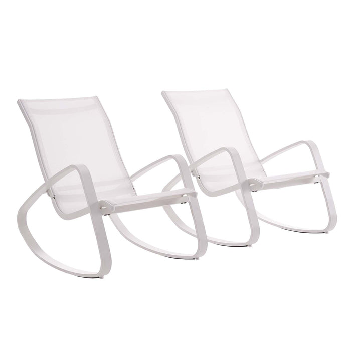 Modway Traveler Rocking Lounge Chair Outdoor Patio Mesh Sling Set of 2 Living Room Furniture - View 11