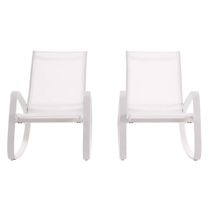 Modway Traveler Rocking Lounge Chair Outdoor Patio Mesh Sling Set of 2 Living Room Furniture - View 10