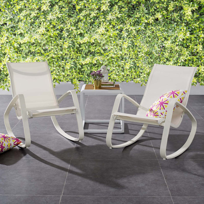 Modway Traveler Rocking Lounge Chair Outdoor Patio Mesh Sling Set of 2 Living Room Furniture - Dimensions
