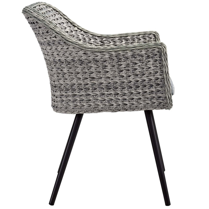 Endeavor Dining Armchair Outdoor Patio Wicker Rattan Set of 2 - in lifestyle setting