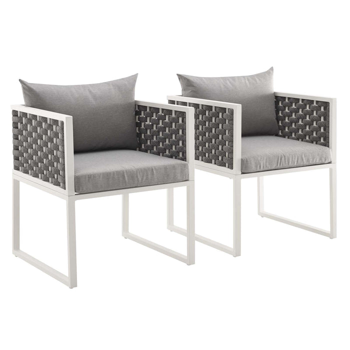 Stance Dining Armchair Outdoor Patio Aluminum Set of 2 - alternate angle view