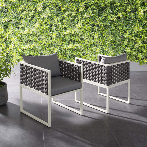 Stance Dining Armchair Outdoor Patio Aluminum Set of 2 - Modway \outdoor\dining chairs