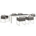 Modway Stance 7 Piece Outdoor Patio Aluminum Dining Set in Blue