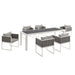 Modway Stance 7 Piece Outdoor Patio Aluminum Dining Set in Blue - Side View
